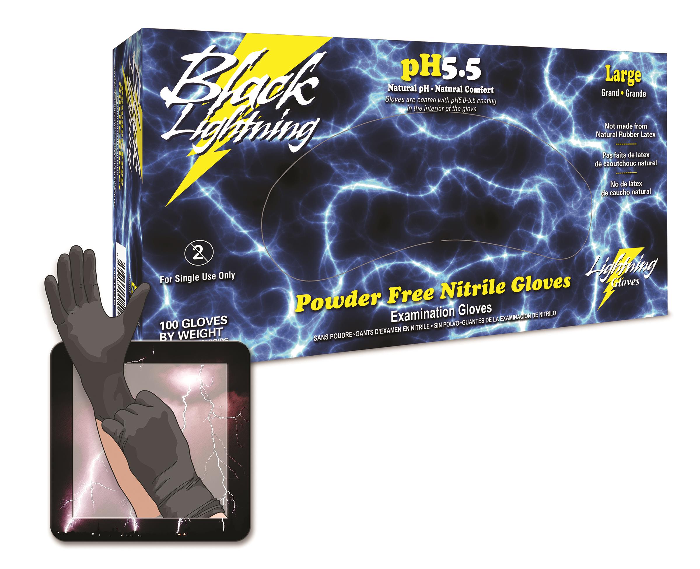 BLACK LIGHTNING POWDER FREE NITRILE - Tagged Gloves